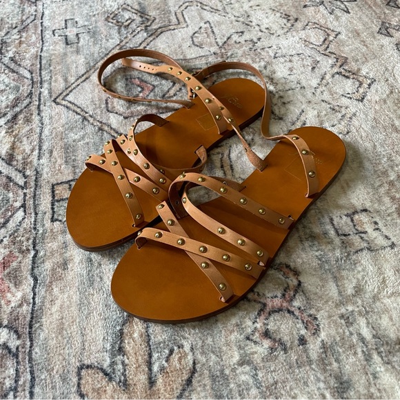 J. Crew Gianna Double Corps Brown Leather Strappy Studded Sandals in SIZE 10 - Picture 8 of 10